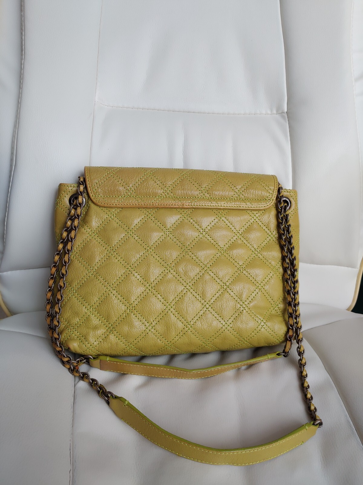 Marc Jacobs Baroque Acid Green Patent Leather Chain Crossbody Bag Shoulder Purse