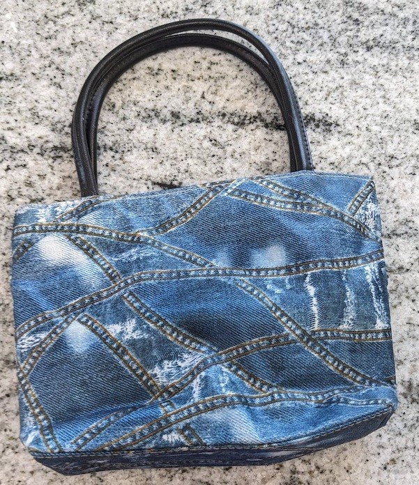 Vintage Patchwork Denim Print Nylon/Fabric Purse FREE SHIPPING