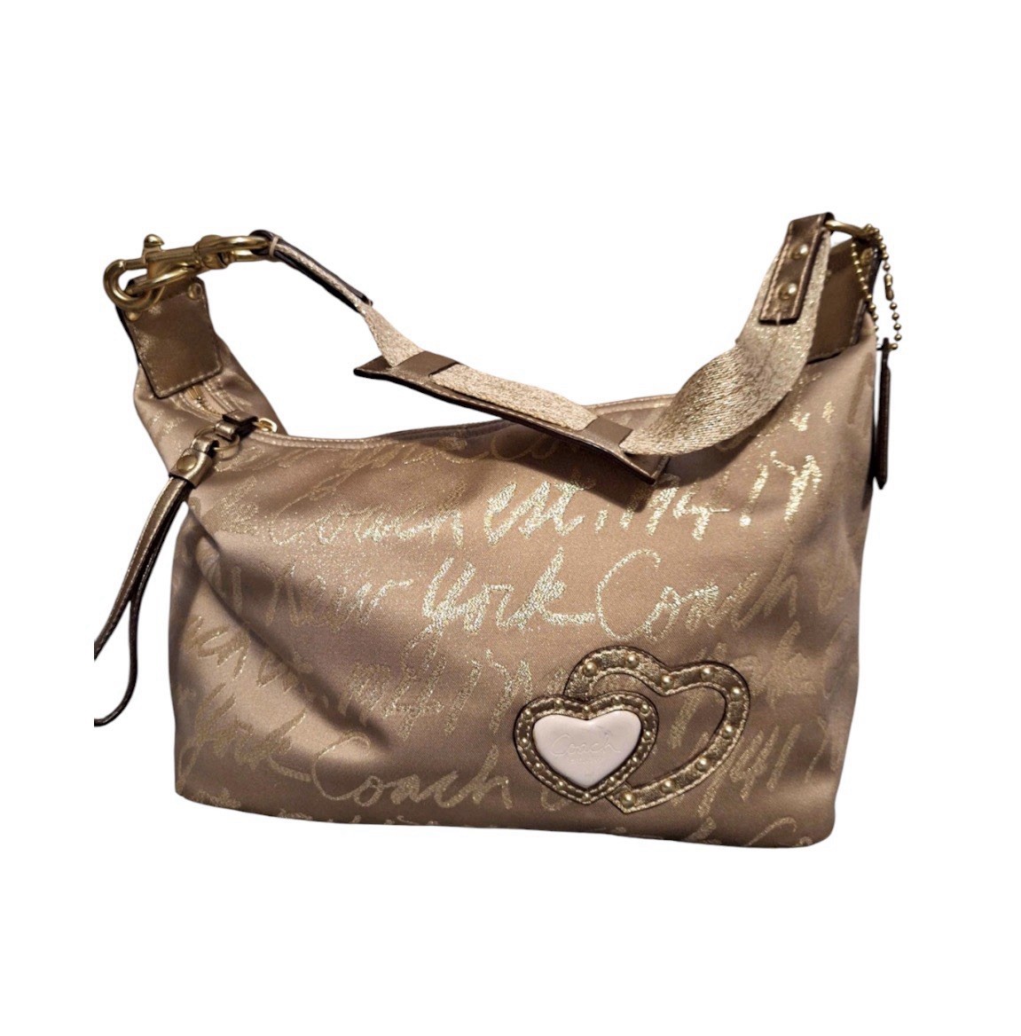 Coach Women’s Poppy Lurex Vintage Shoulder Bag Gold Y2k