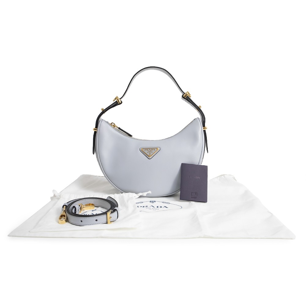 PRADA 1BC194 Arke Small SOFT CALF, Perla 2Way Shoulder Bag