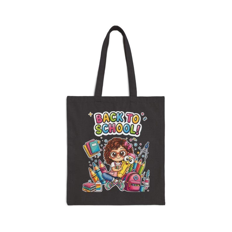 Back to School Tote Bag Cute Cartoon Girl Teacher Student Gift Bag (15×16”)