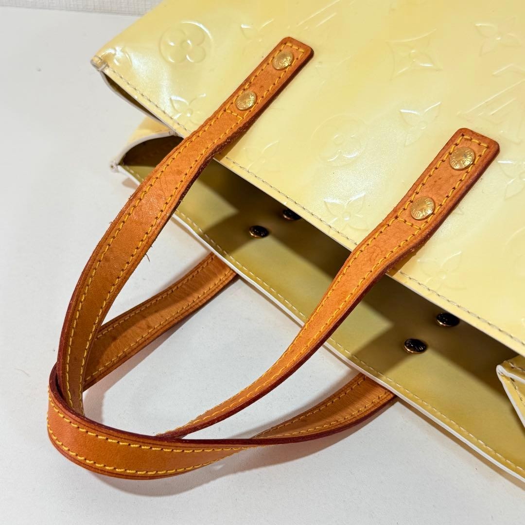LOUIS VUITTON Vernis Reed PM M91990 Bag Yellow Monogram Leather 22.5x18x10.5cm