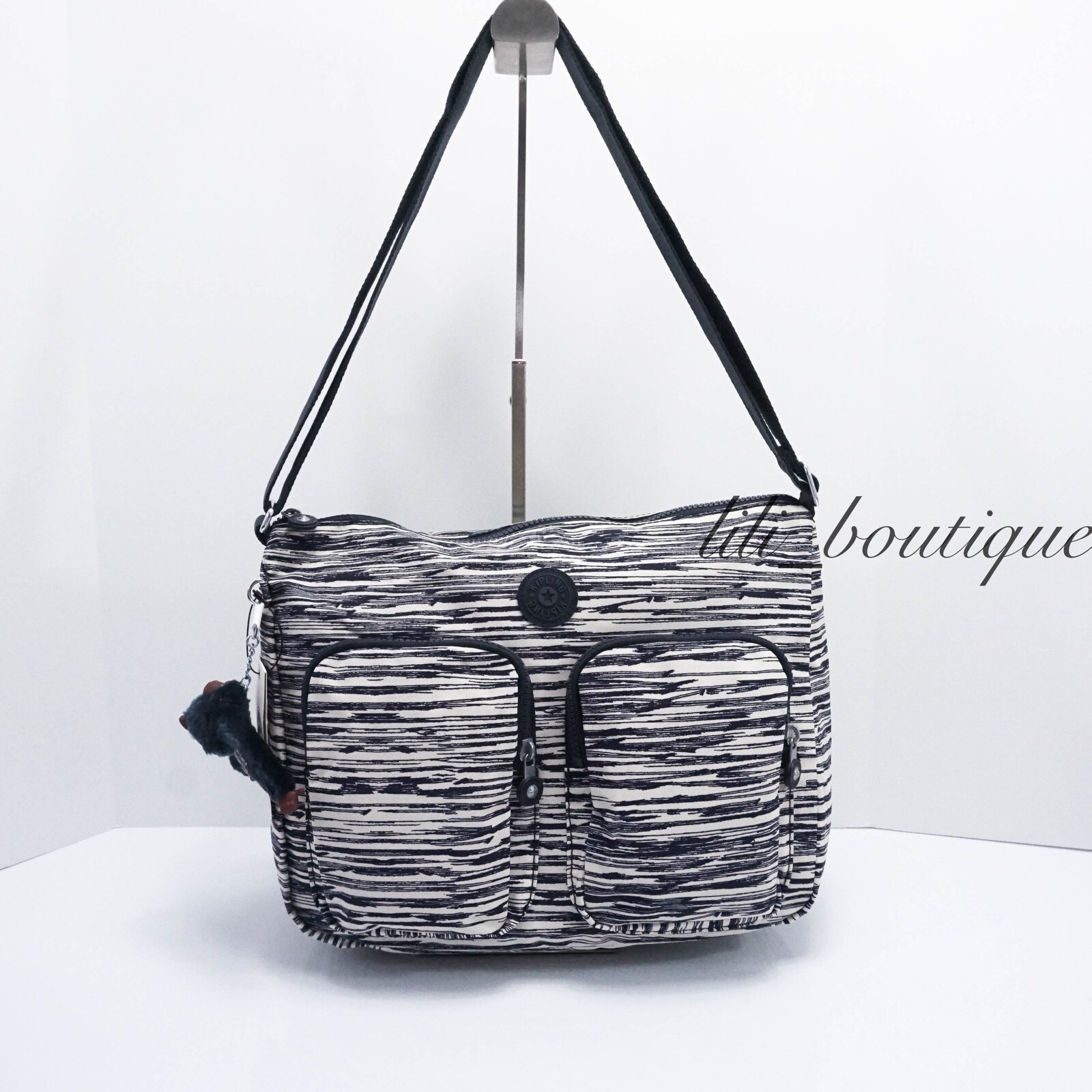 NWT Kipling HB7686 Sidney Crossbody Shoulder Bag Nylon Scribble Lines Multi $109
