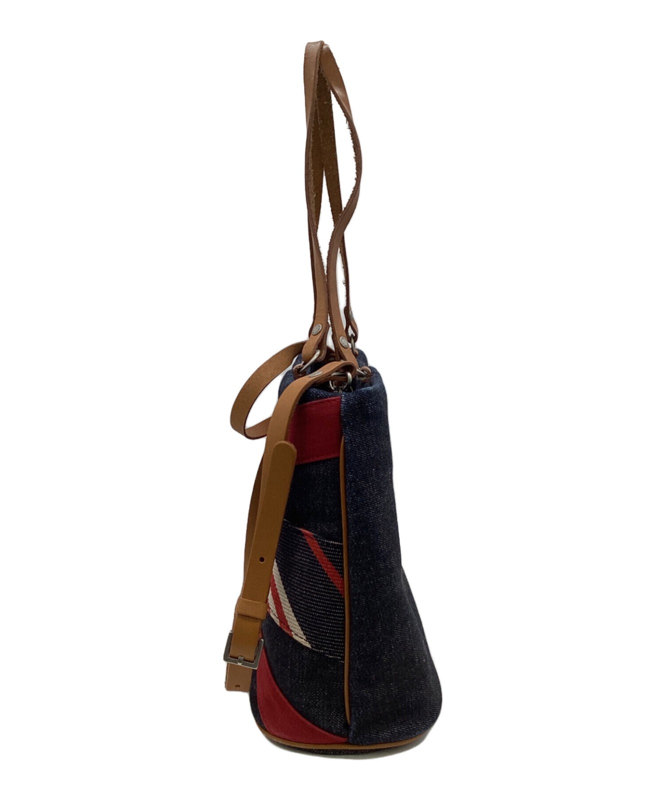 Burberry Blue Label Denim Union Jack 2Way Tote Bag Leather Strap AZAE46-970