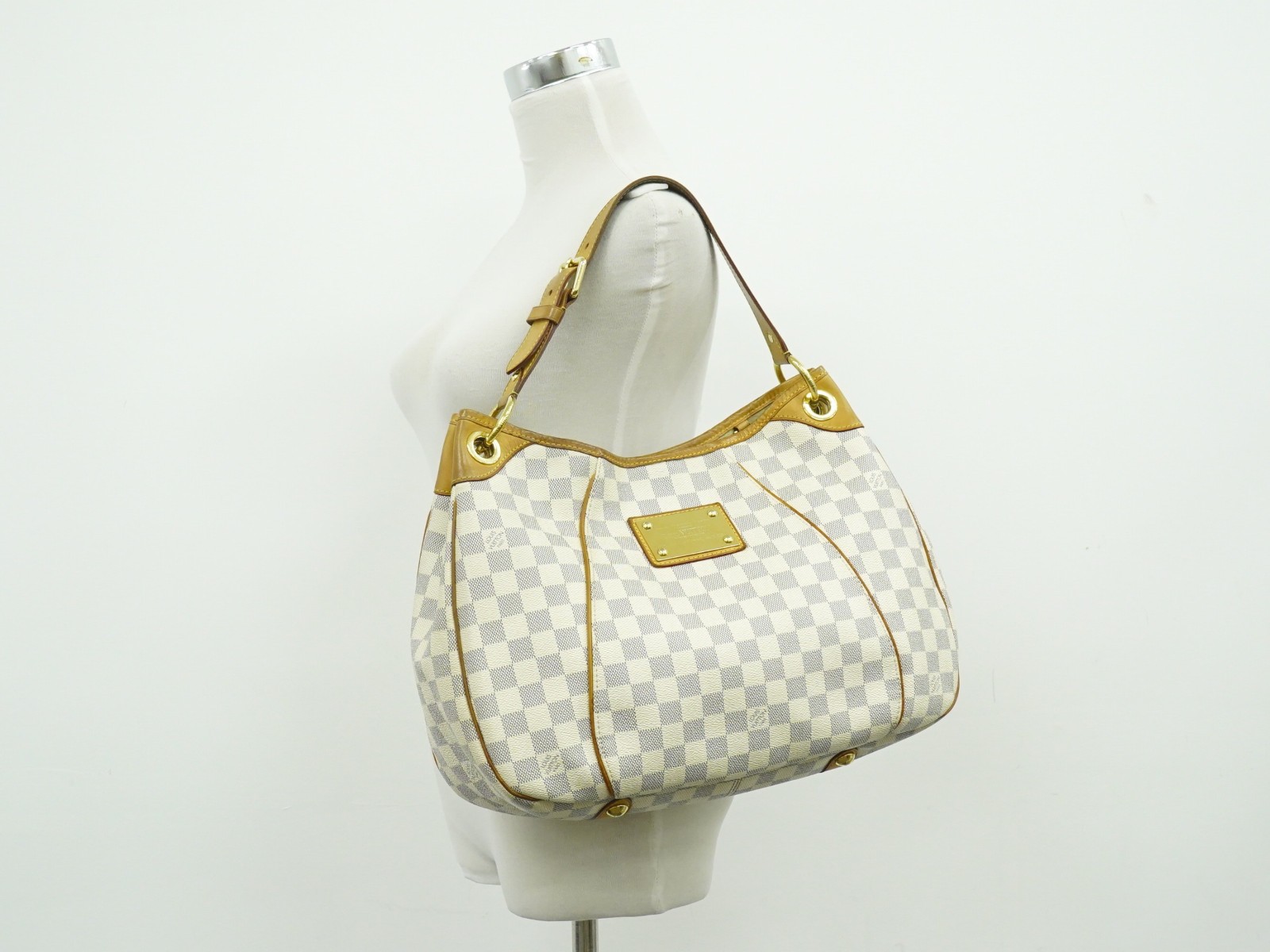 Louis Vuitton Galliera PM N55215 Damier Azur Canvas Shoulder Bag White Gray