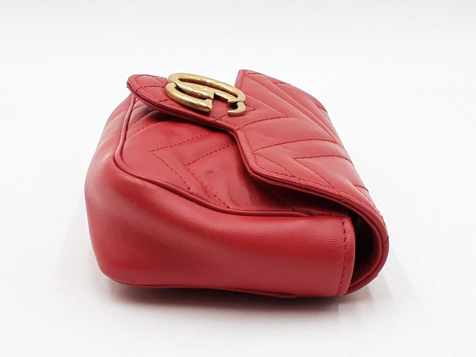 Gucci Super Mini Marmont Bag In Hibiscus Red Matelassé Leather Fw0526oordu