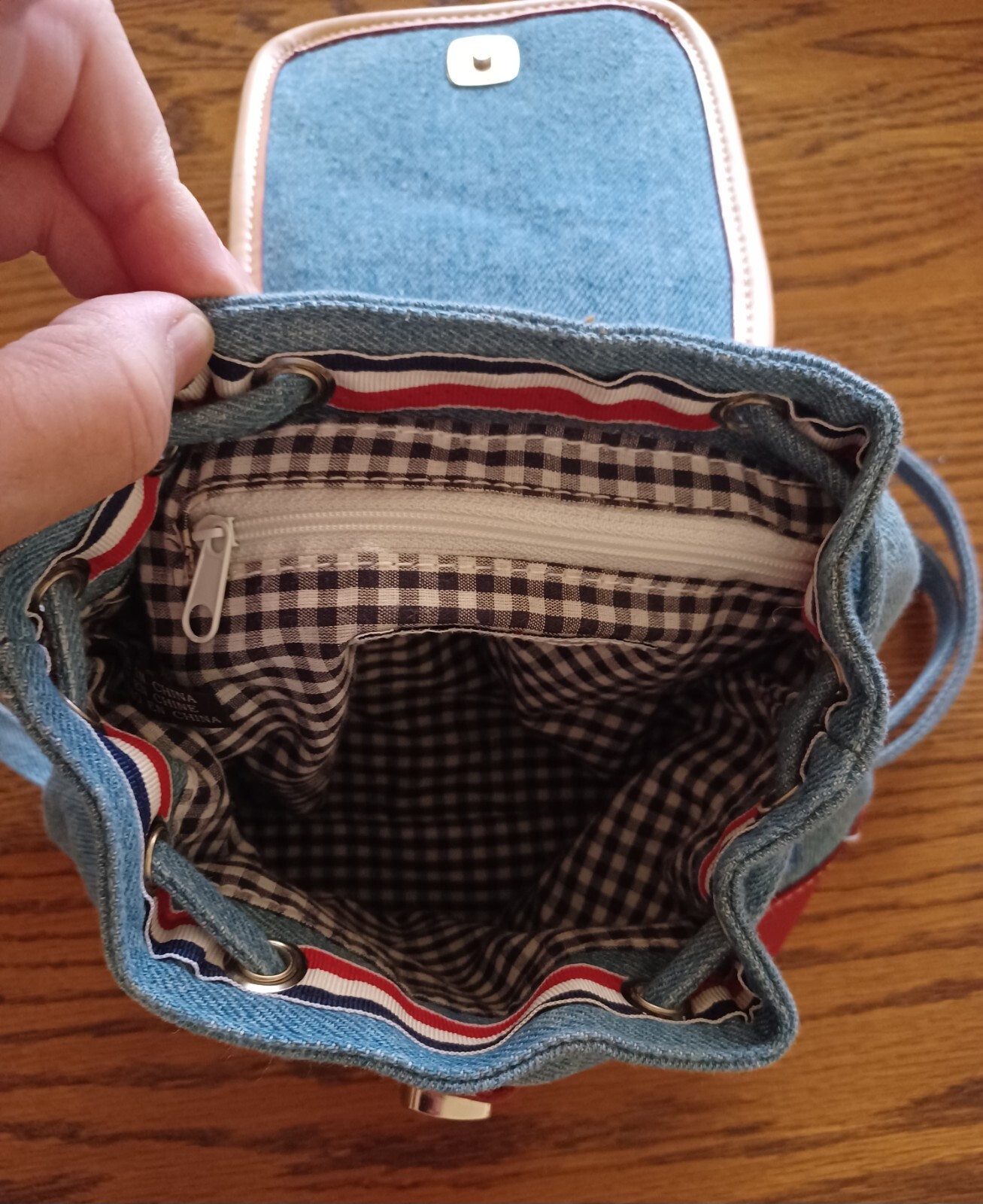 Vintage Women’s Youth Y2K Tommy Hilfiger Backpack Purse Blue Denim -EC