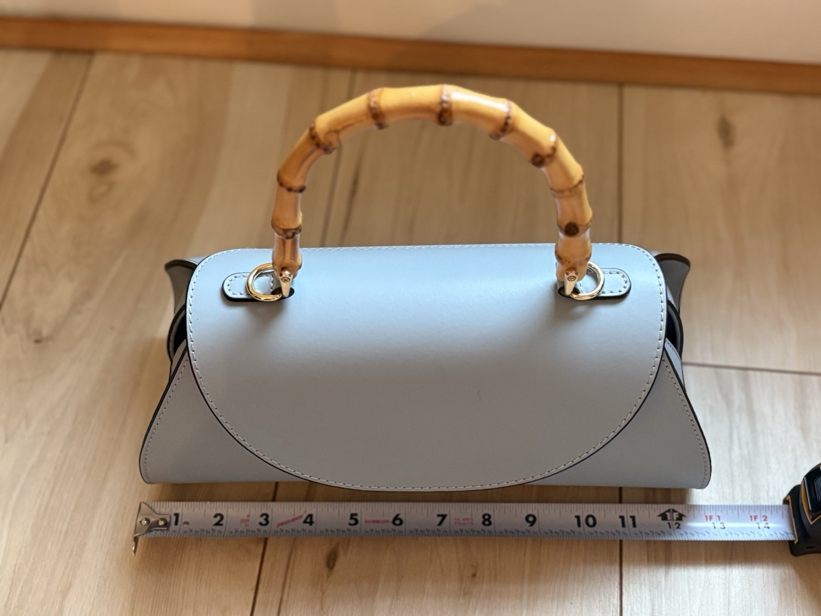 Divina Firenze Genuine Leather Handbag Made in Italy Bamboo Handle
