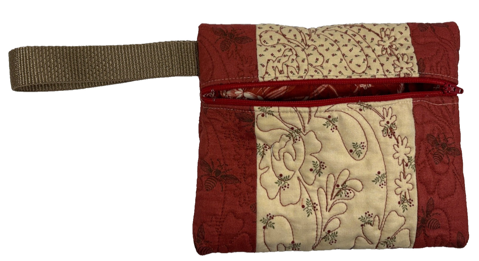 Handmade Quilted Clutch Bag 8 in. by 6 in. with 5 1/2 in. Loop Handle
