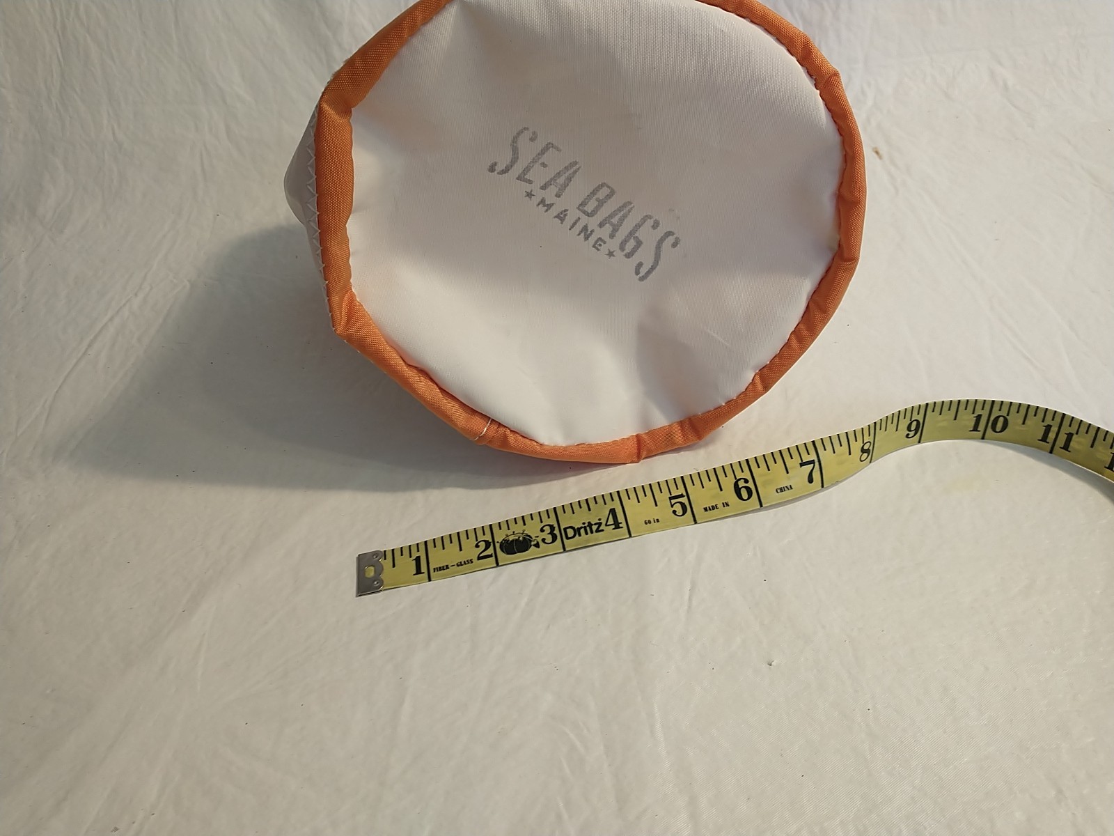 Sea Bags Maine Drawstring Ditty Bucket Bag Dog Paw Print Orange White Used USA