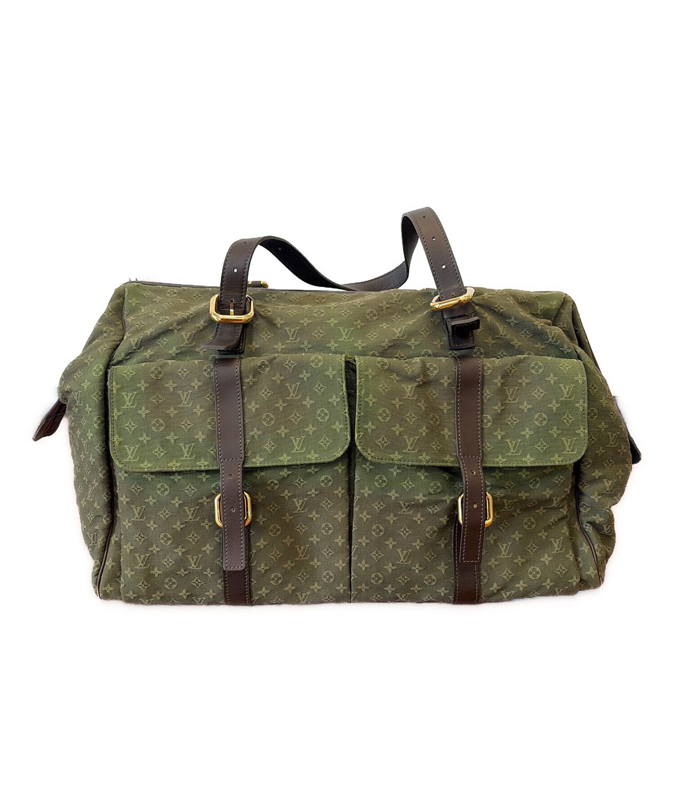 Louis Vuitton Vintage Mini Lin Mono Louise Weekender Bag Khaki Canvas M42332