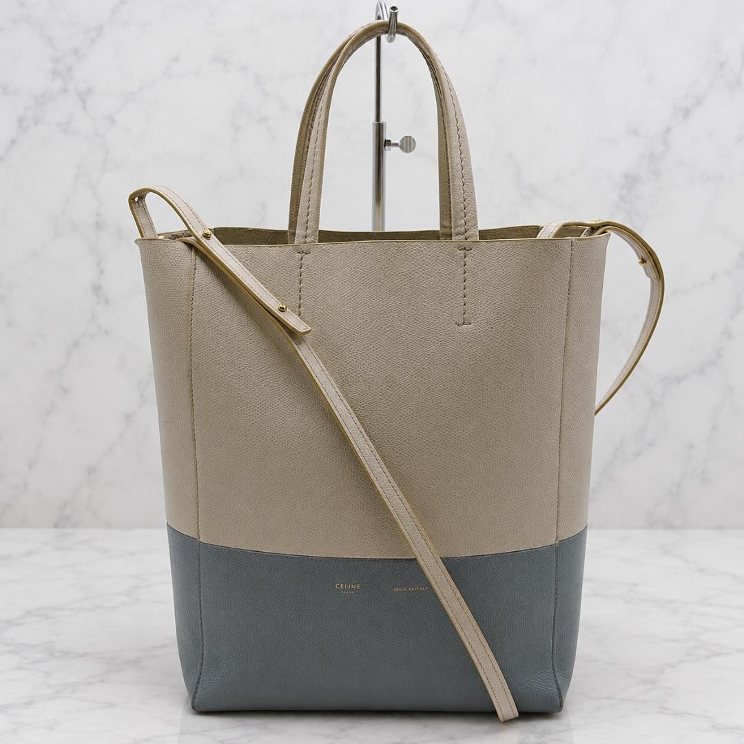 CELINE Small Vertical Cabas Leather Tote Shoulder Bag Light Blue B017