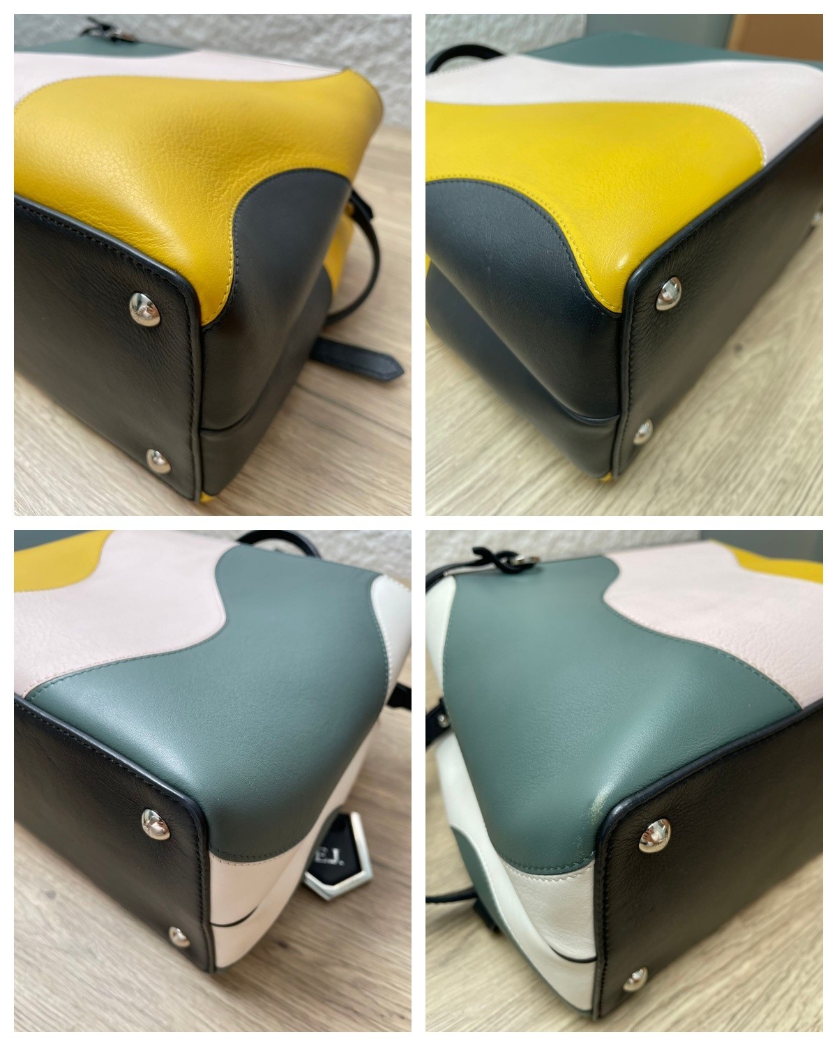 FENDI PETITE 2JOURS Small Size Colorblock Calfskin Shoulder Bag