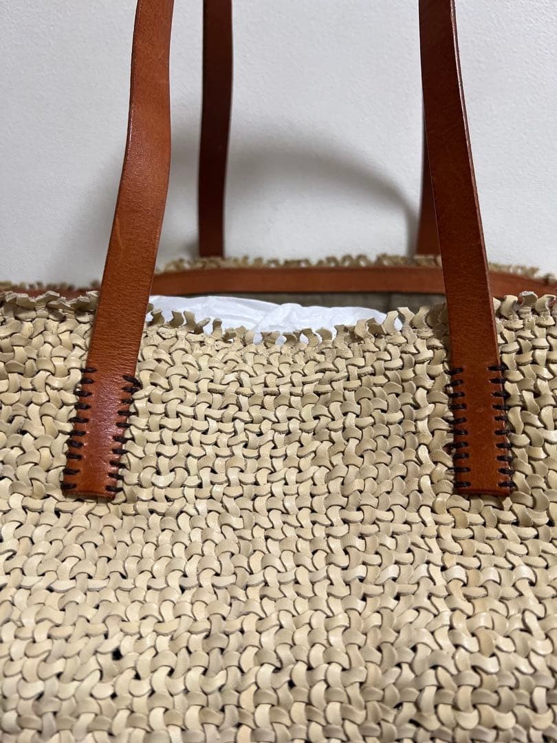 Henry Cuir Leather Mesh Bag Beige Used