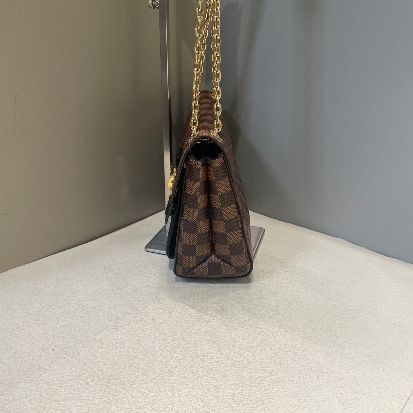 Louis Vuitton Vavin Damier Ebene Black Leather Chain Shoulder Bag
