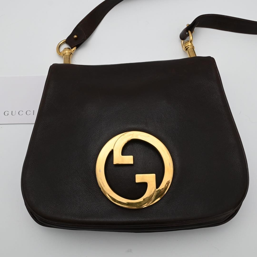 GUCCI Blondie Shoulder Crossbody Bag Brown Leather Women Used Vintage
