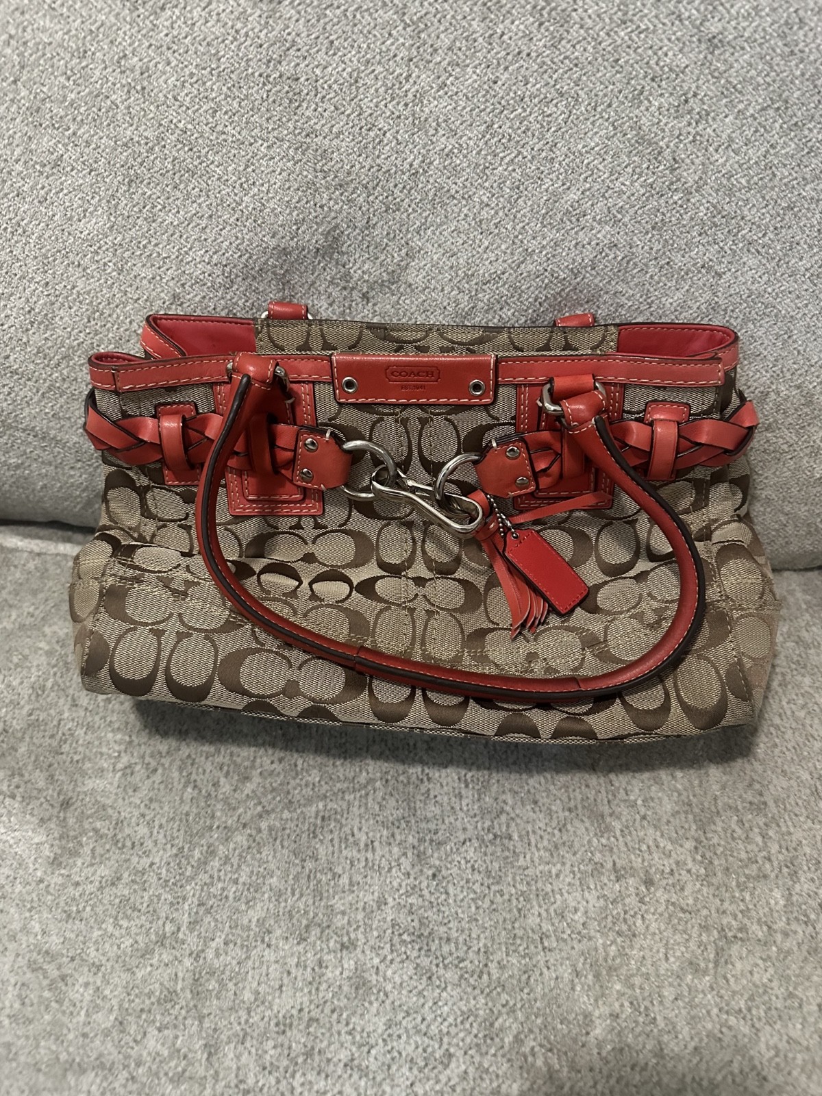 Coach Hamptons Signature Coral Handbag 10832-F13065