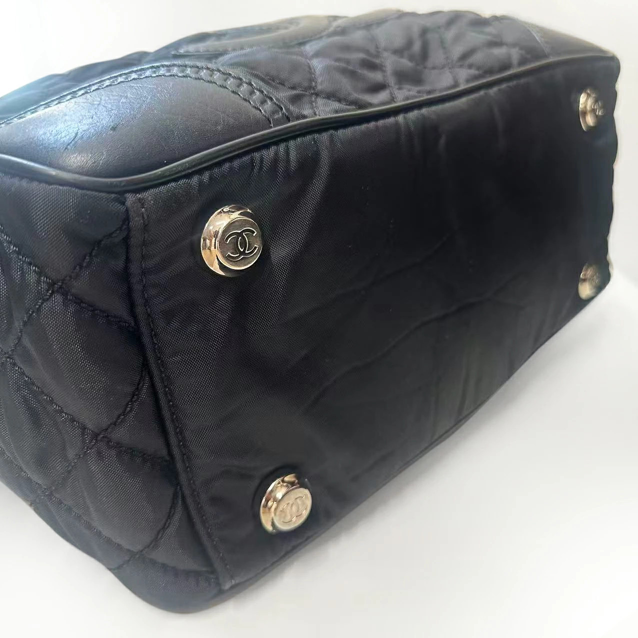 Used CHANEL Tote Bag Paris Biarritz Tote MM A33100 Matelass Coco Mark Nylon Leat