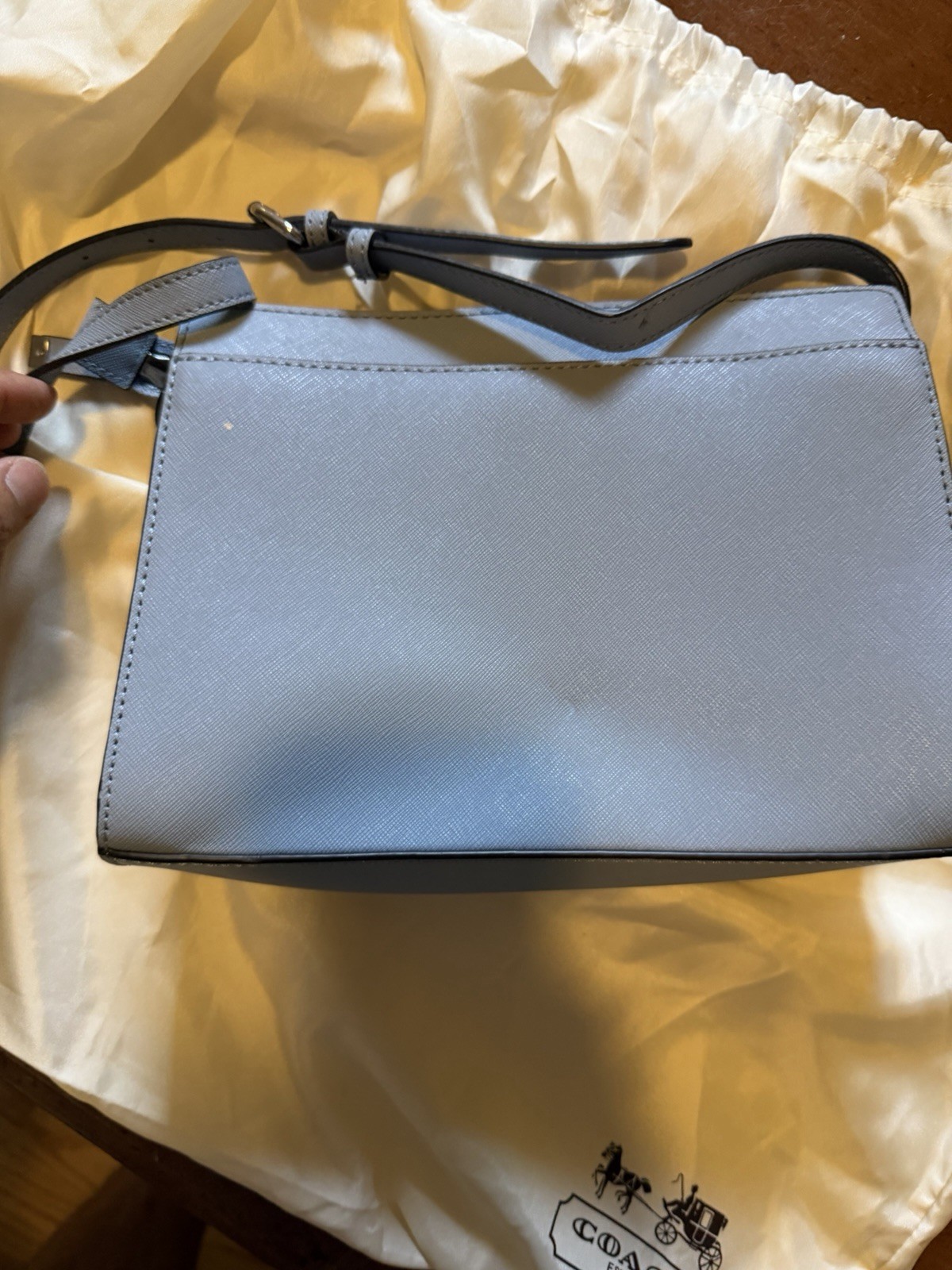 Calvin Klein Blue Leather Tote Crossbody Purse Bag