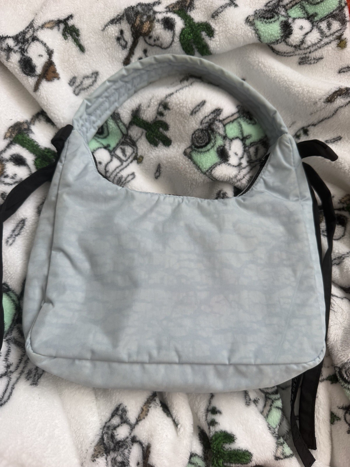 Sandy Liang x Baggu Light Blue Nylon Mini Shoulder Bag, Top Handle, Zip Closure