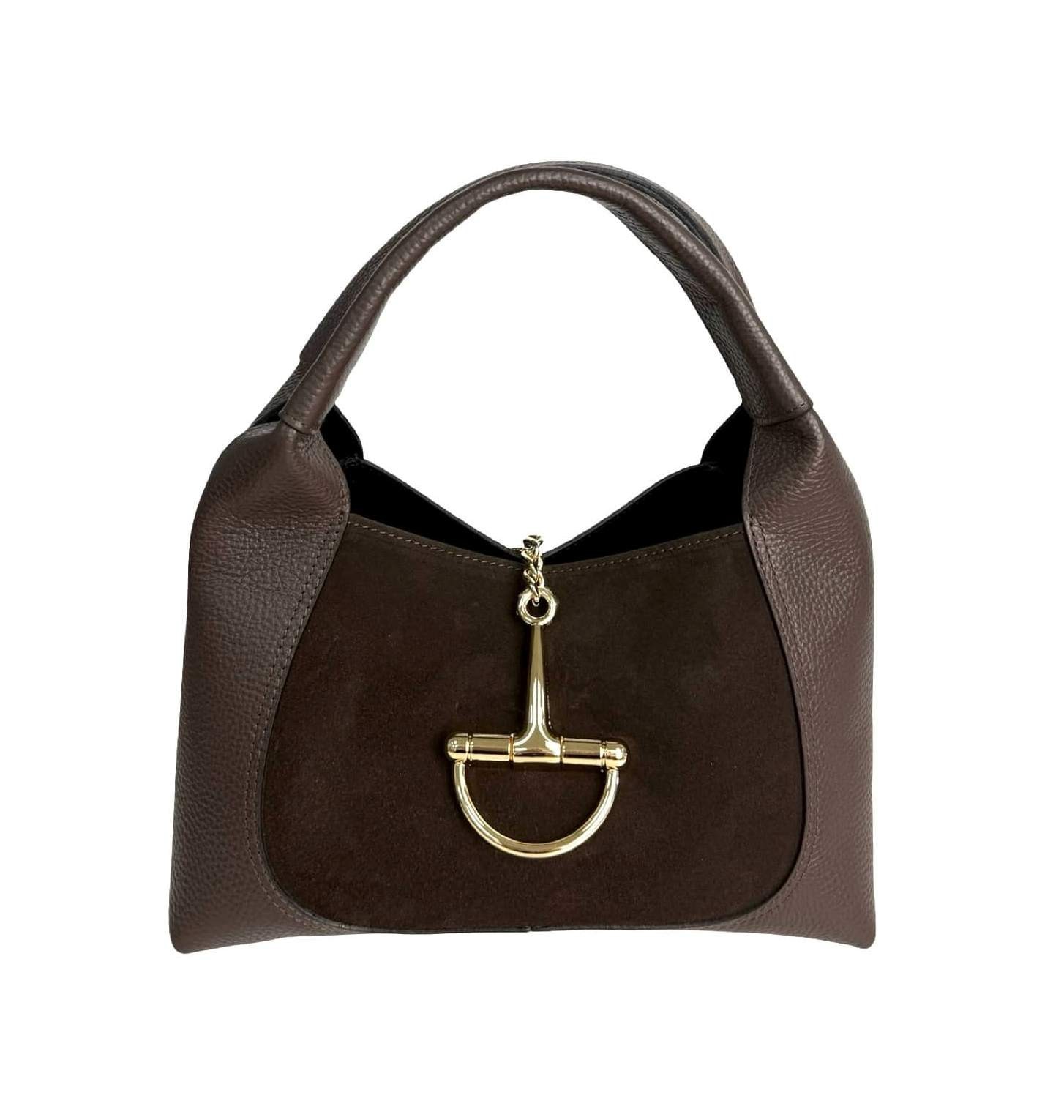 ITALIAN TRENDY GENUINE SUEDE & LEATHER HANDBAG BAG with POUCH – MADE IN ITALY