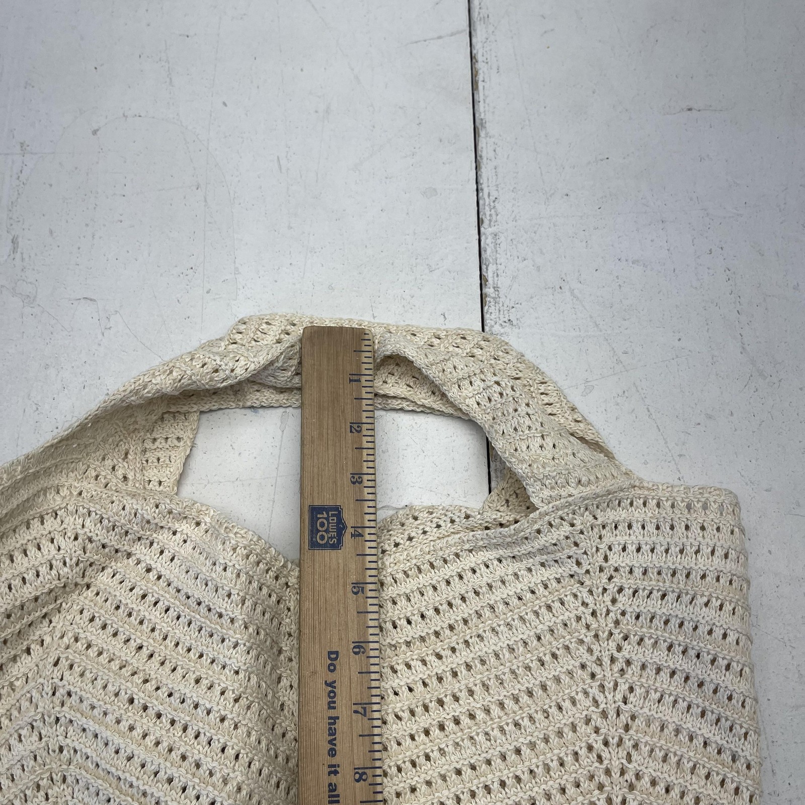 Crochet Shoulder Bag Womens One Size Ivory Knit Open Weave Hobo Tote Purse