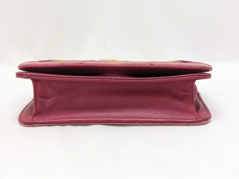 Gucci Velour GG Marmont Velvet Chain Shoulder Bag Pink Floral 488426 2149 Auth