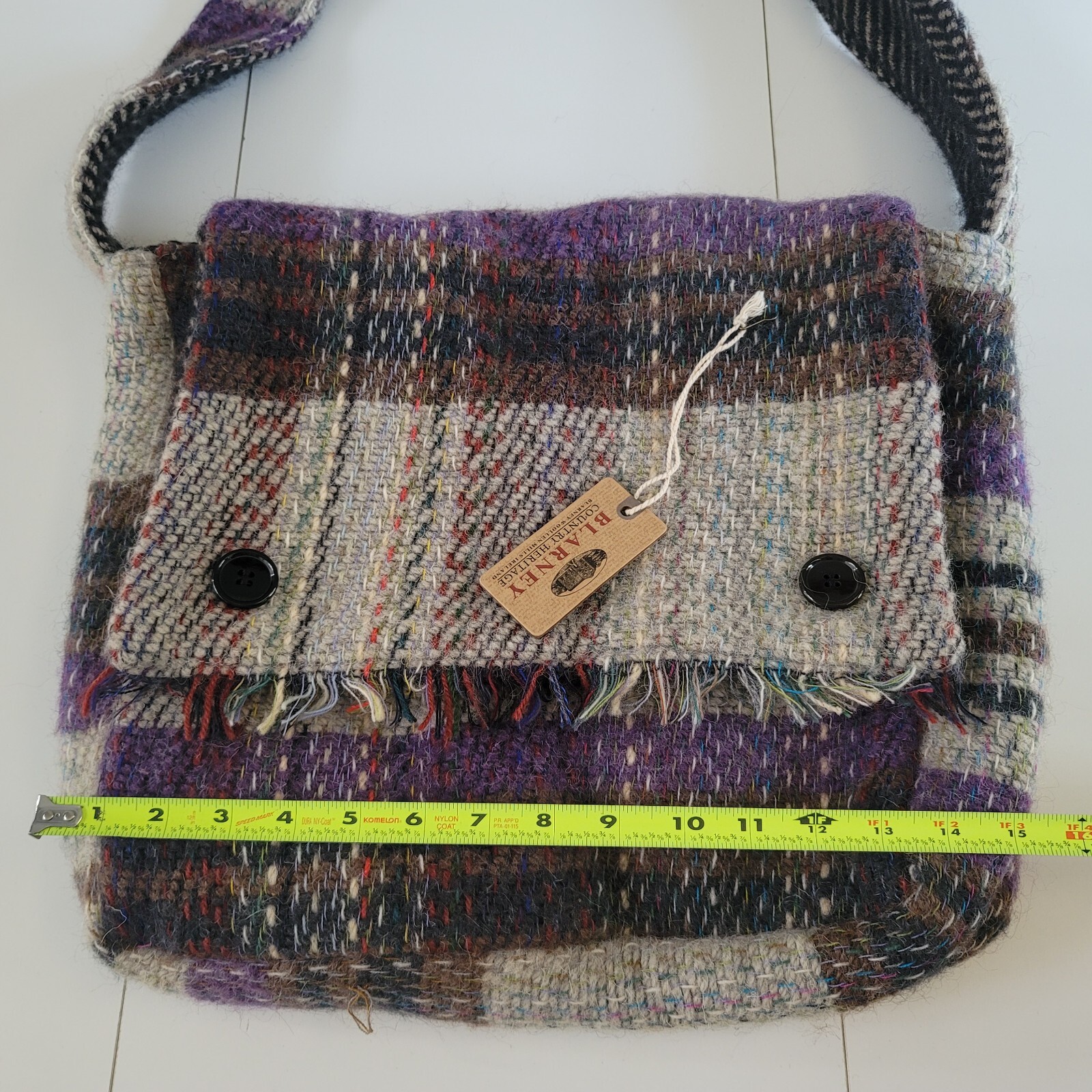 Blarney Wool Shoulder Bag with Wood Toggle Button Close Ireland