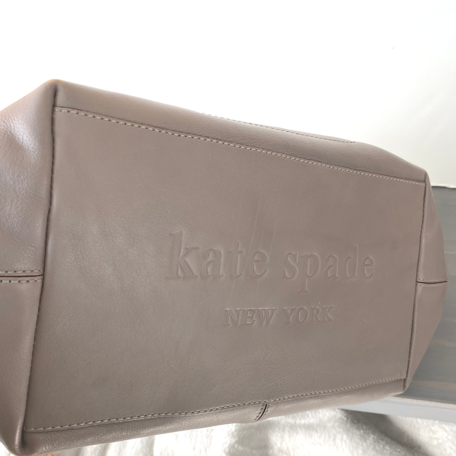 Kate Spade x Kent Stevie Alessandra Leather Satchel Bag Handbag Taupe Sleek 90s