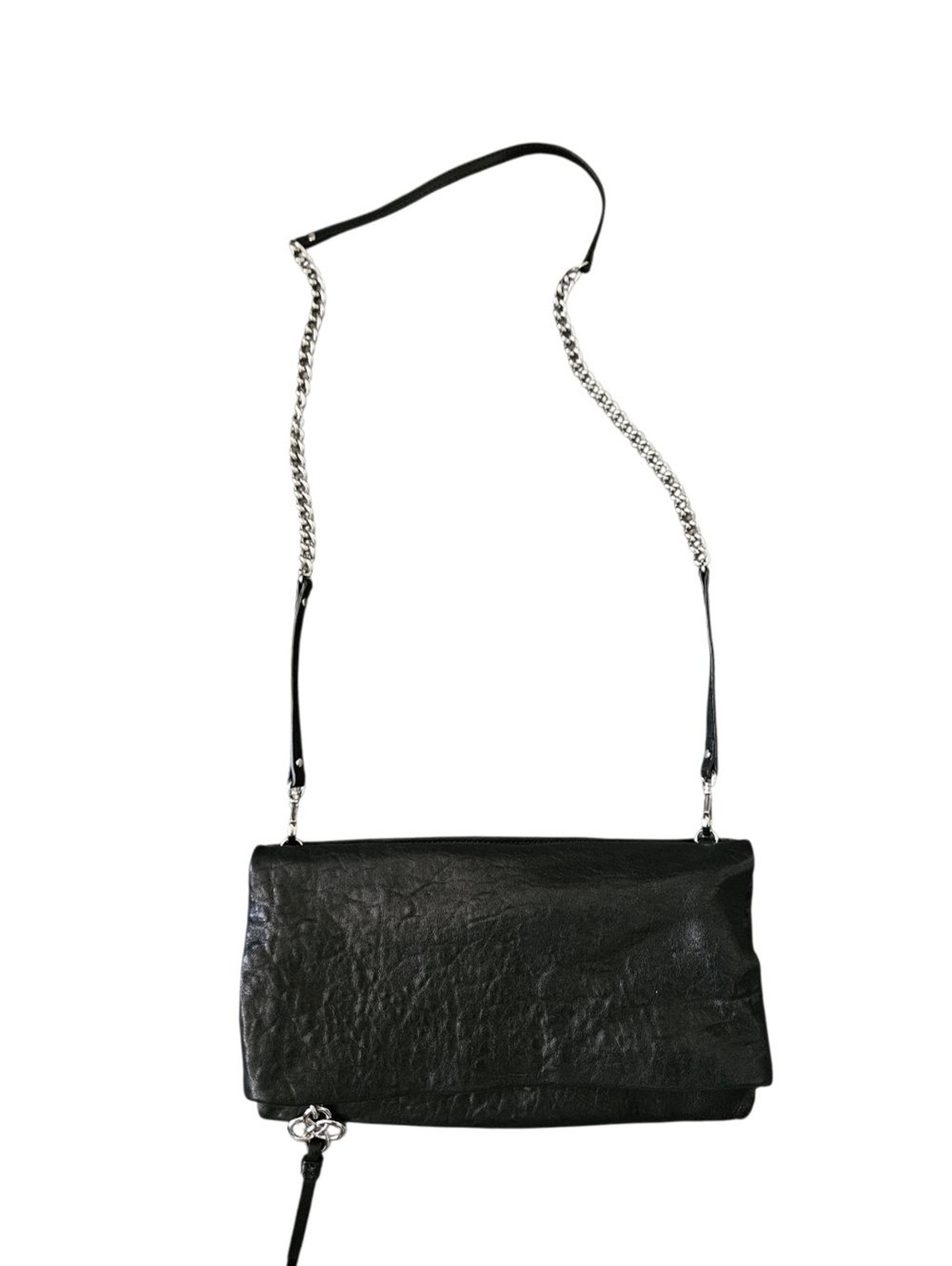 Stella & Dot Black Waverly 3-in-1 Leather Chain-Strap Foldover Crossbody Bag