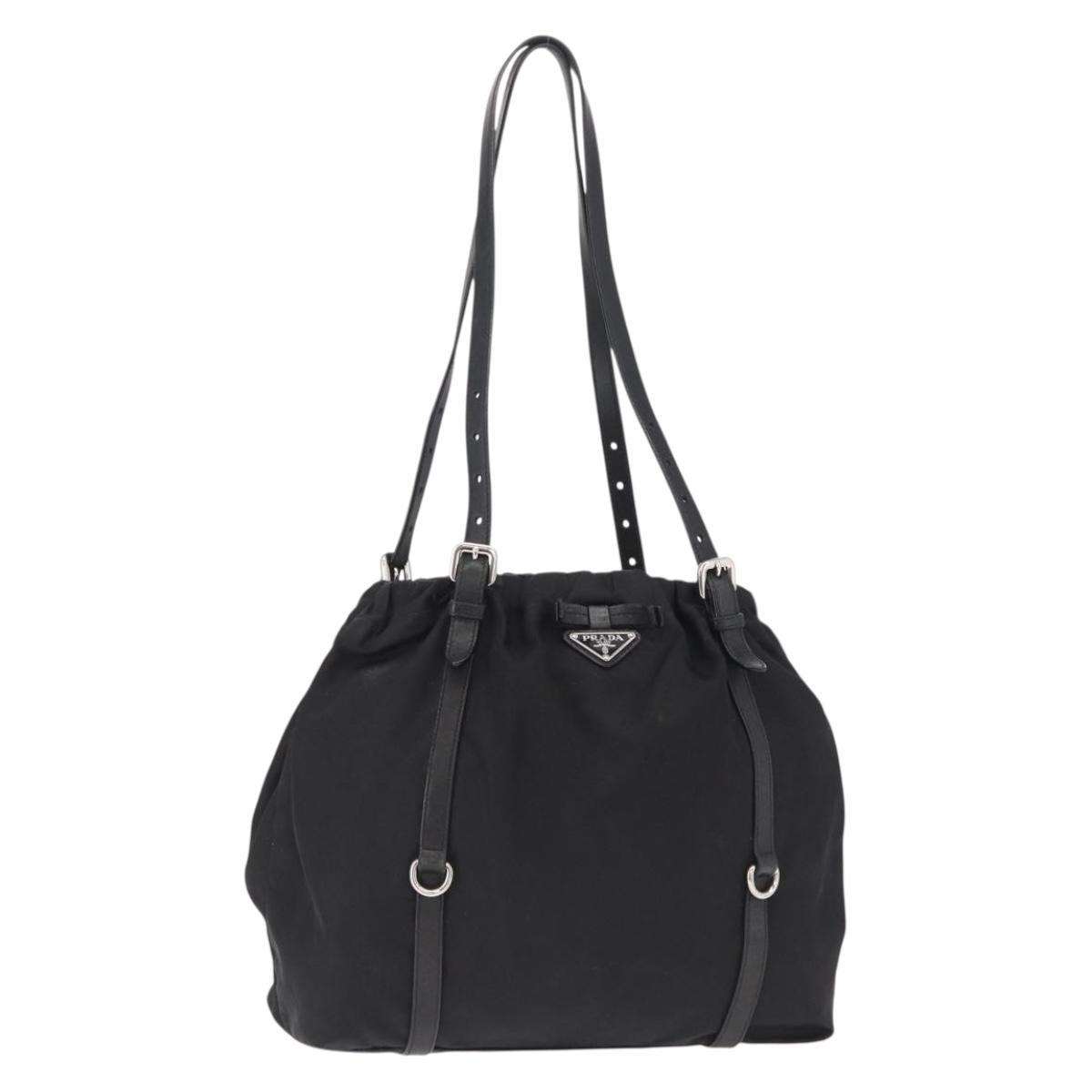 PRADA Shoulder Bag Nylon Black Silver Auth SW1943
