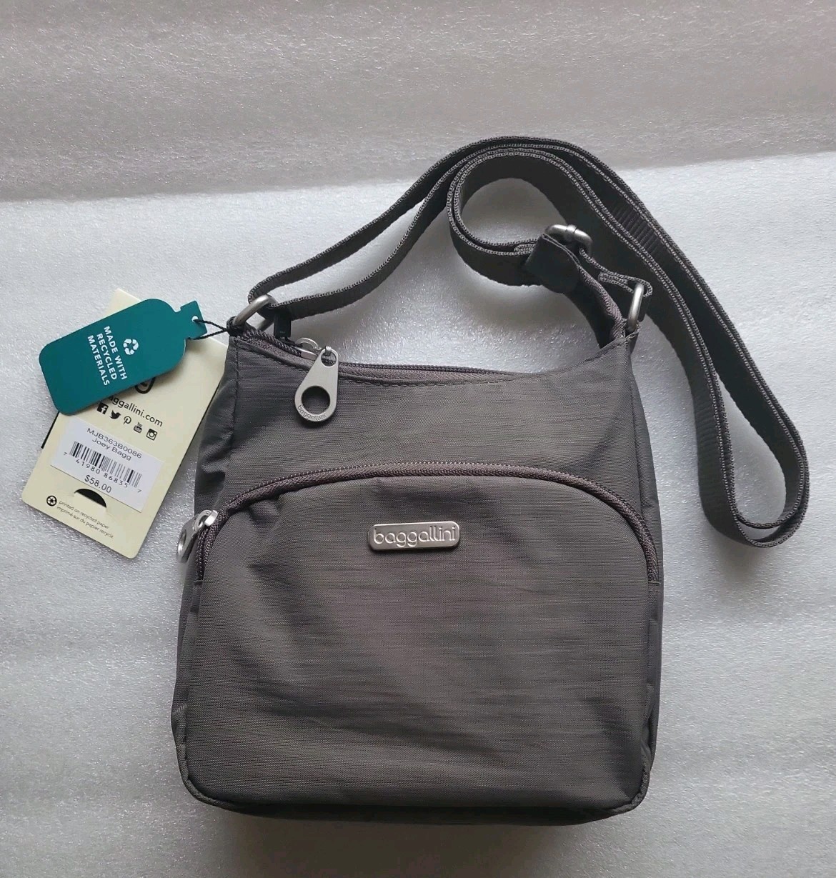 Baggallini Joey Crossbody Bag Grey NEW Retail $58