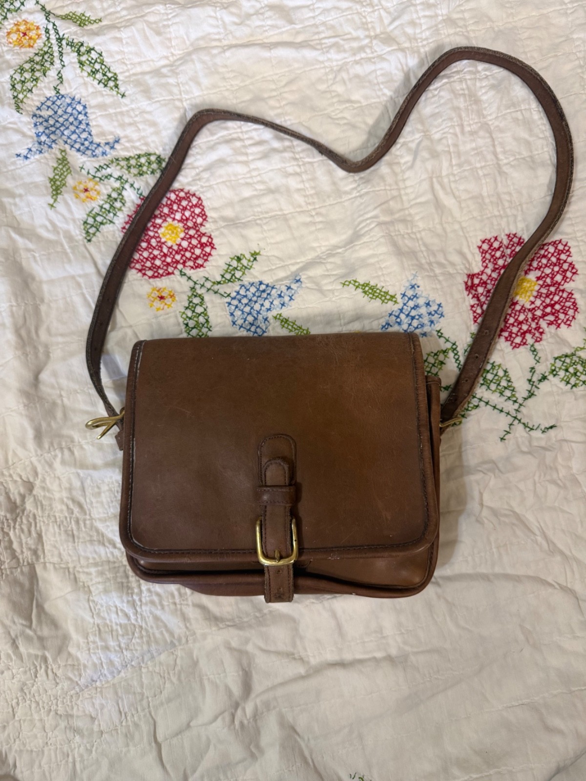 Coach RARE Vintage 70’s Made in New York City USA Caramel Buckle Saddle Pouch