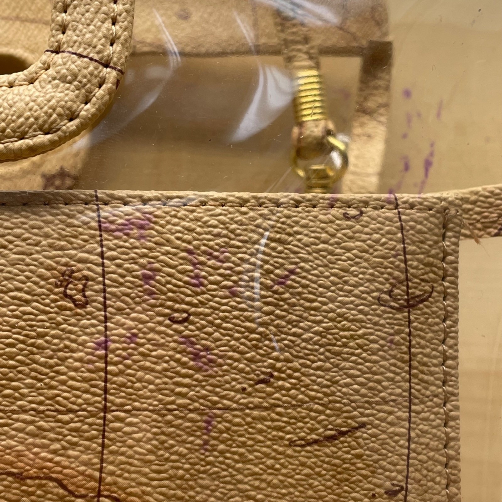 JR Comeco Women’s Beige Map Print With Clear Overlay Crossbody Bag