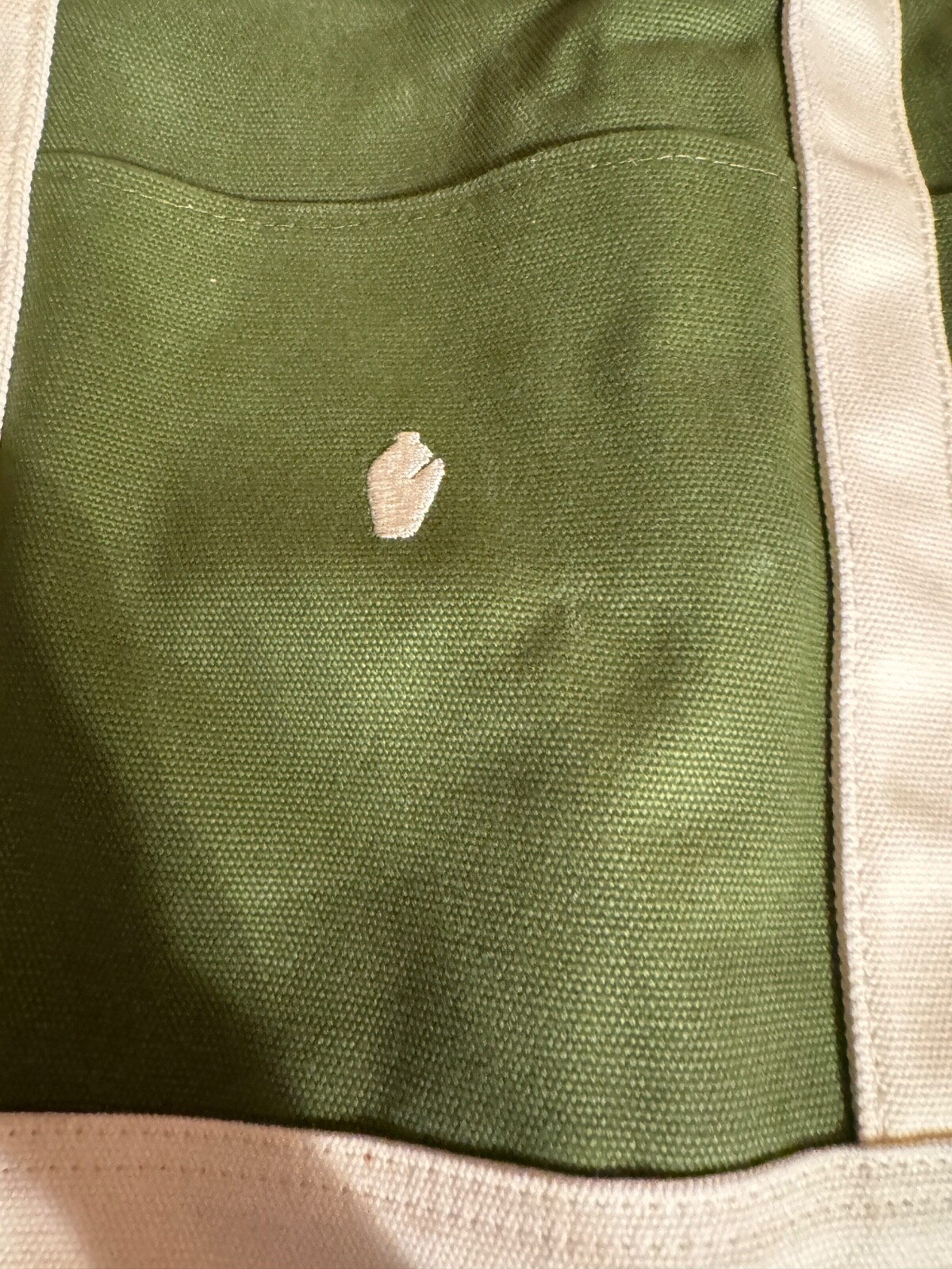 Alabaster 3 Panel Tote Bag Green & Cream Colored 17.5 X 12 X 4 in 10 in Handle