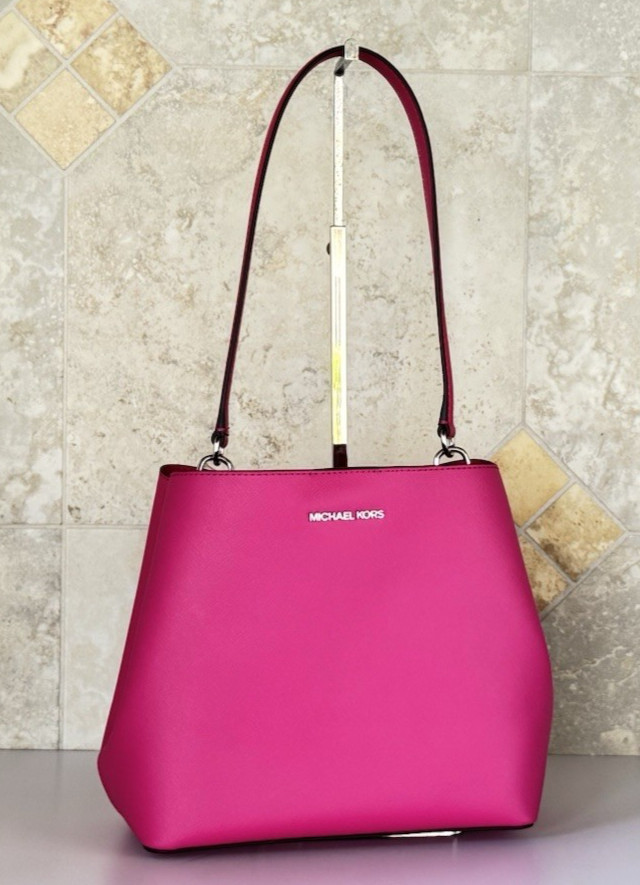 Michael Kors Pratt Medium Bucket Shoulder Tote Bag Dragonfruit