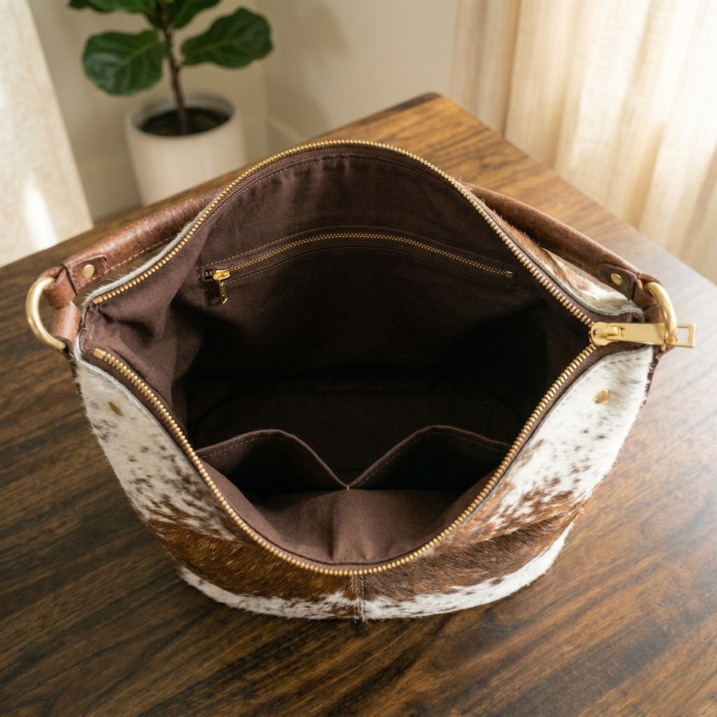 Handmade Cowhide Leather Hobo Bag| Western Tote Bag Hair-On Hide Purse for Women