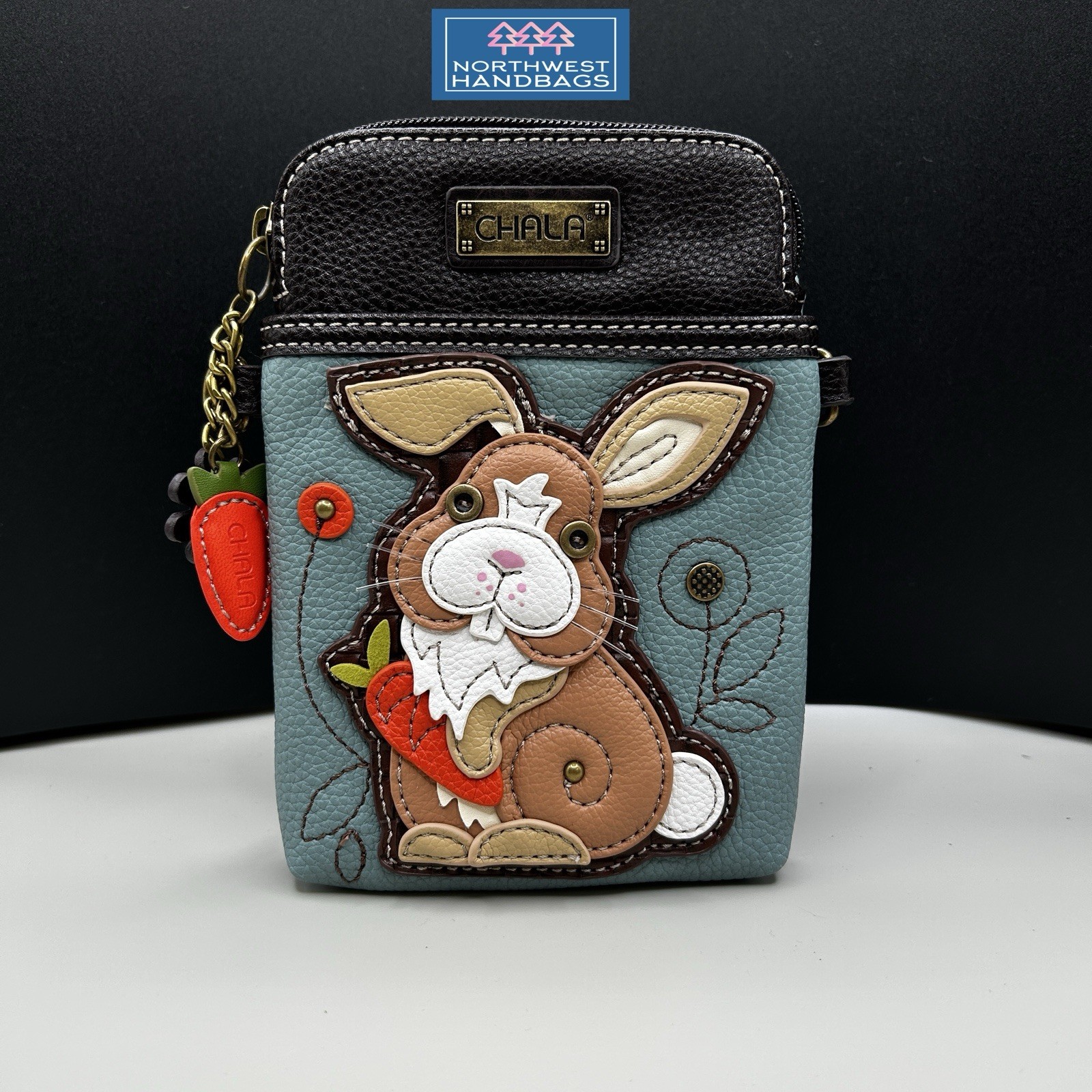 BUNNY RABBIT CELLPHONE CROSSBODY PURSE CHALA BLUE