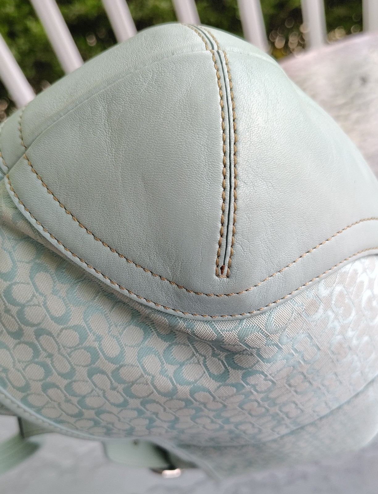 Coach MEDIUM Vintage F06808 Soho Robin Egg Blue Signature C & Leather Bag