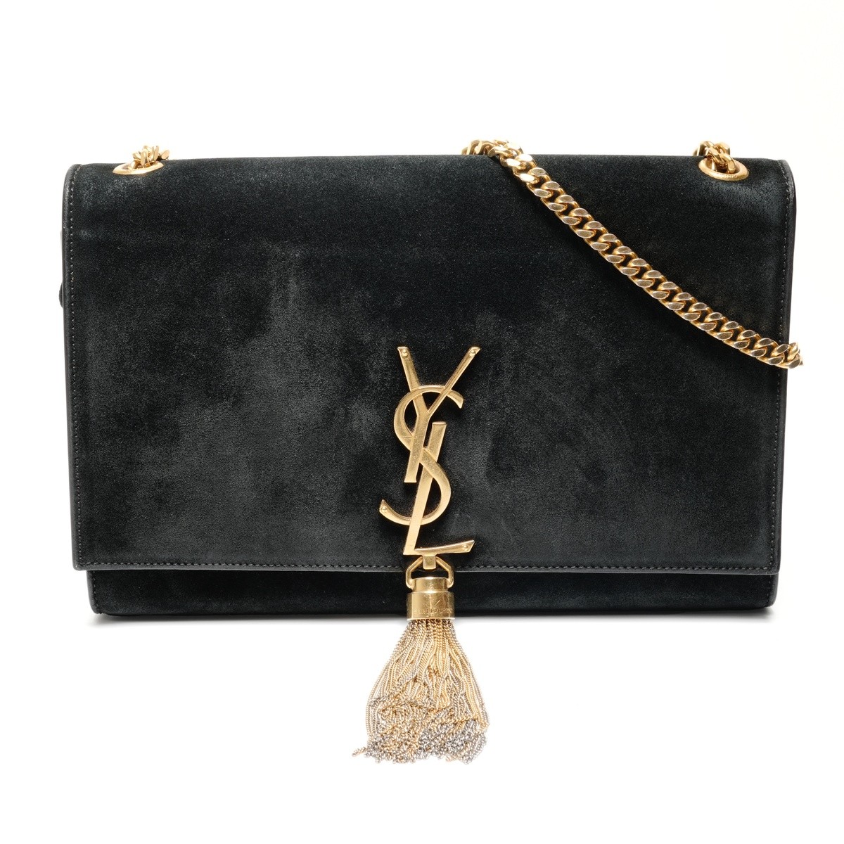 Authentic YVES SAINT LAURENT Kate Suede Medium Shoulder Bag black WS26884