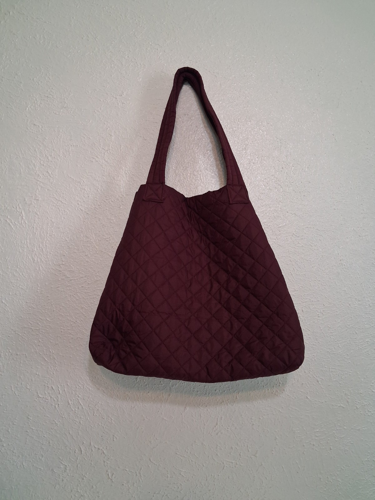 Jockey Burgundy Quilted Tote Bag Snap Button Medium
