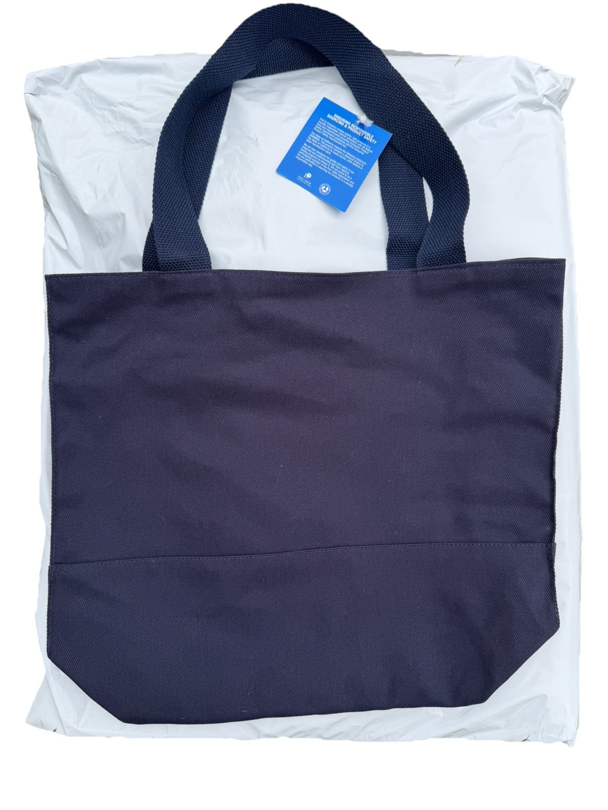 100% Cotton Canvas Tote Bag Double Pocket In Navy Port & Company