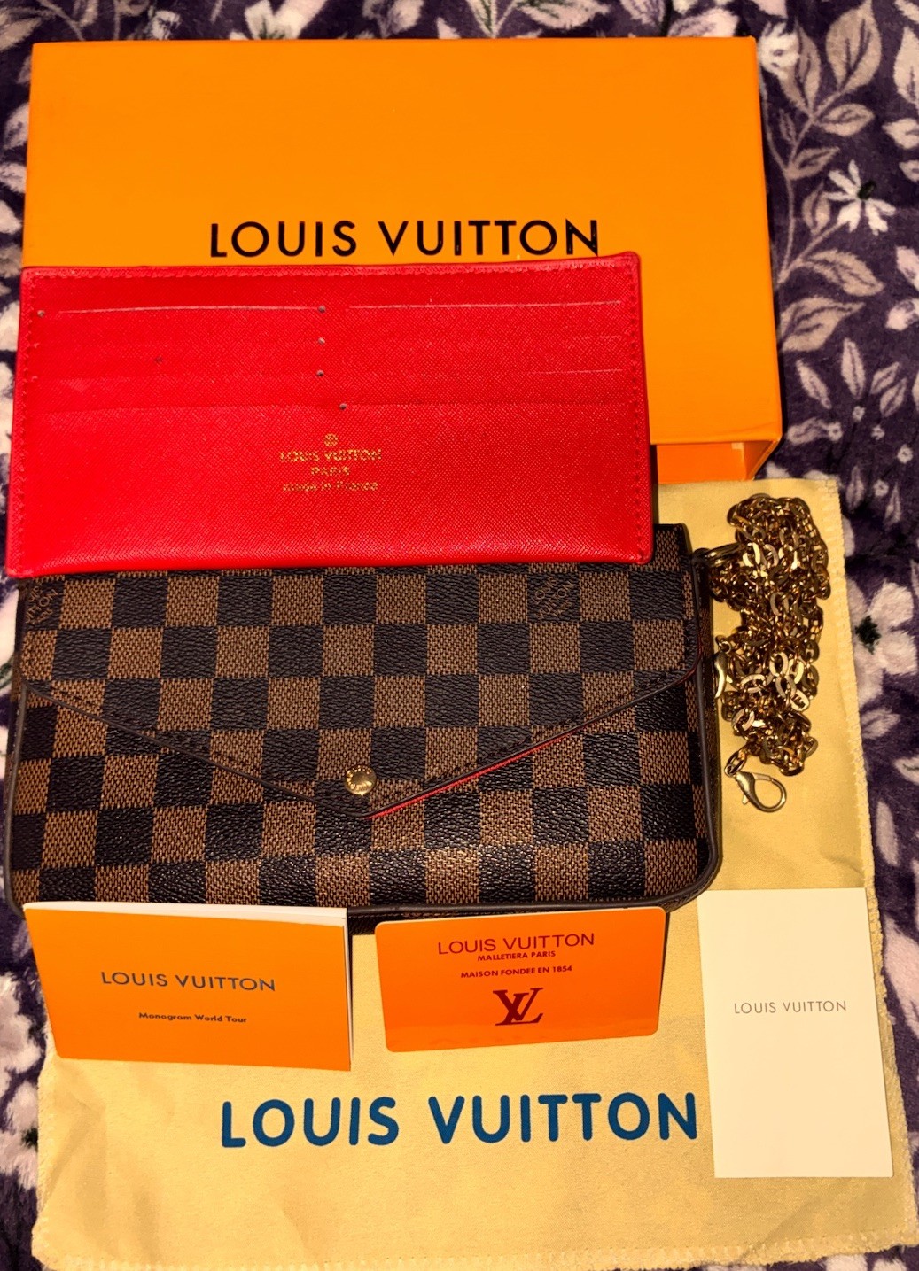 A pre-loved Louis Vuitton Pochette Félicie in Damier Ebène bag