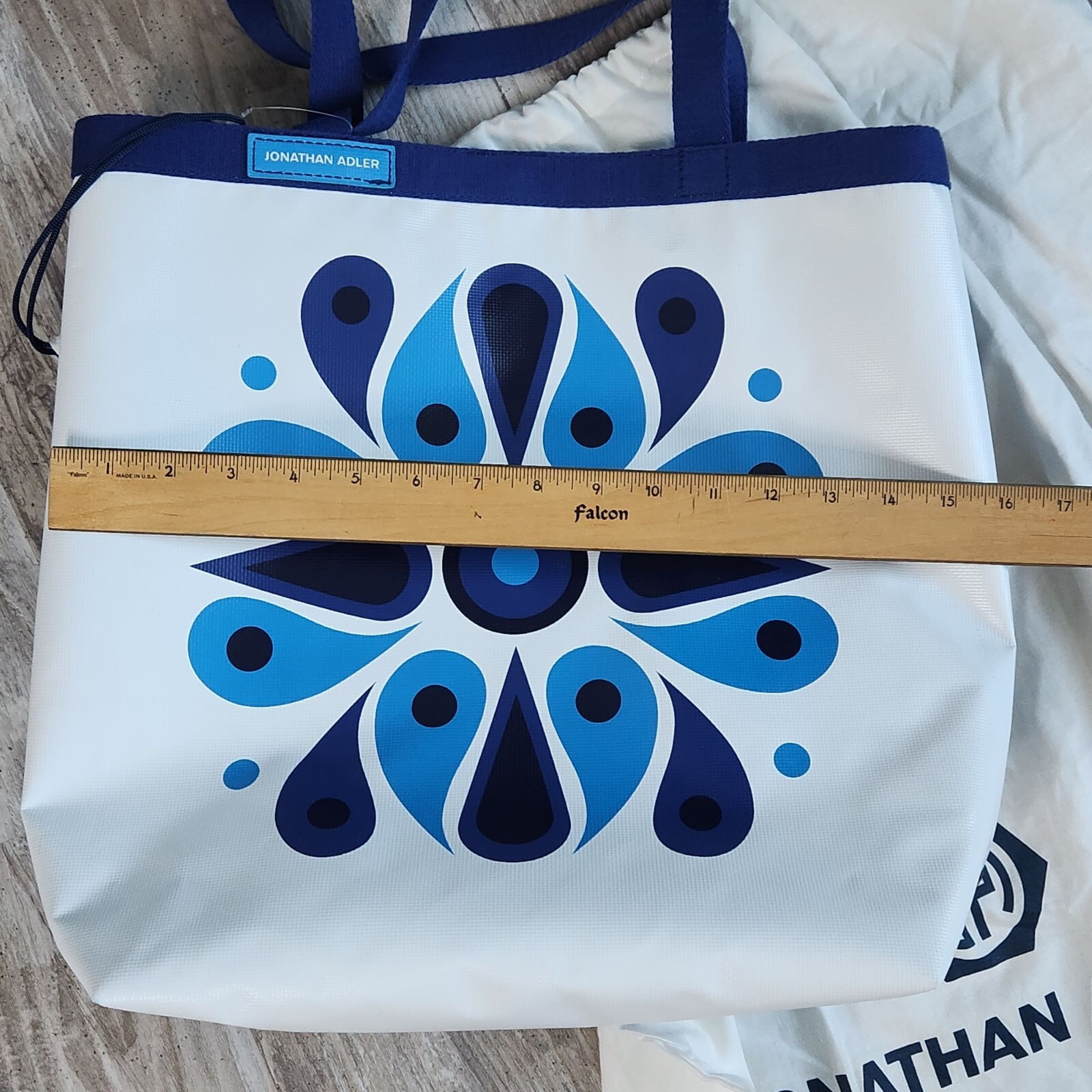 Jonathan Adler Talulla Large Beach Tote Navy White Feather Medallion Bag New HTF