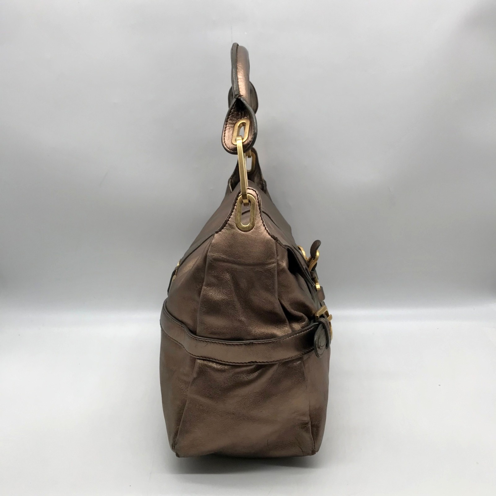Jimmy Choo Metallic Bronze Leather Tulita Hobo Bag