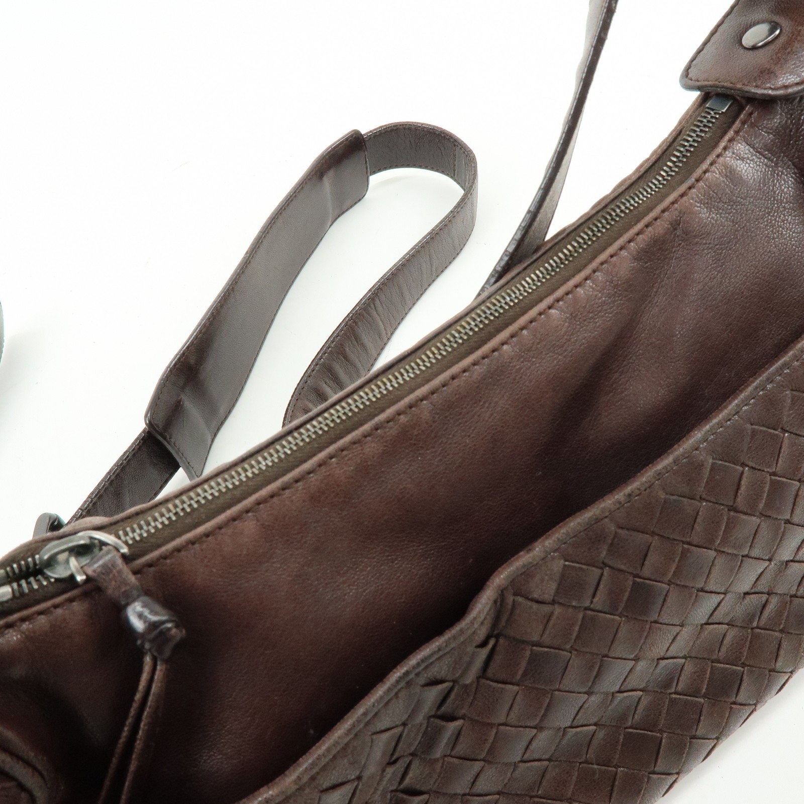 BOTTEGA VENETA Intrecciato Leather Shoulder Crossbody Bag Brown Auth Used F/S