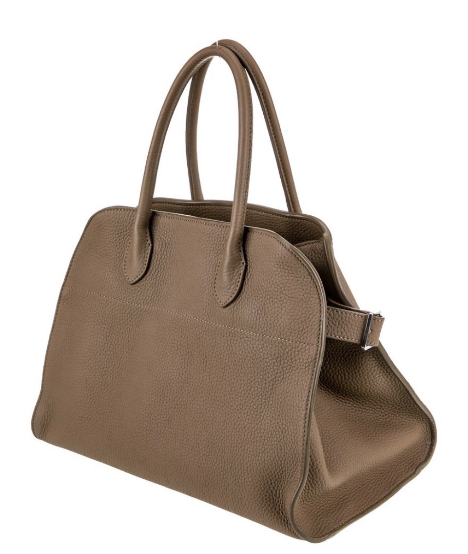 The Row Margaux 12 Bag, Brown Matte Grained Calfskin Silver Hardware