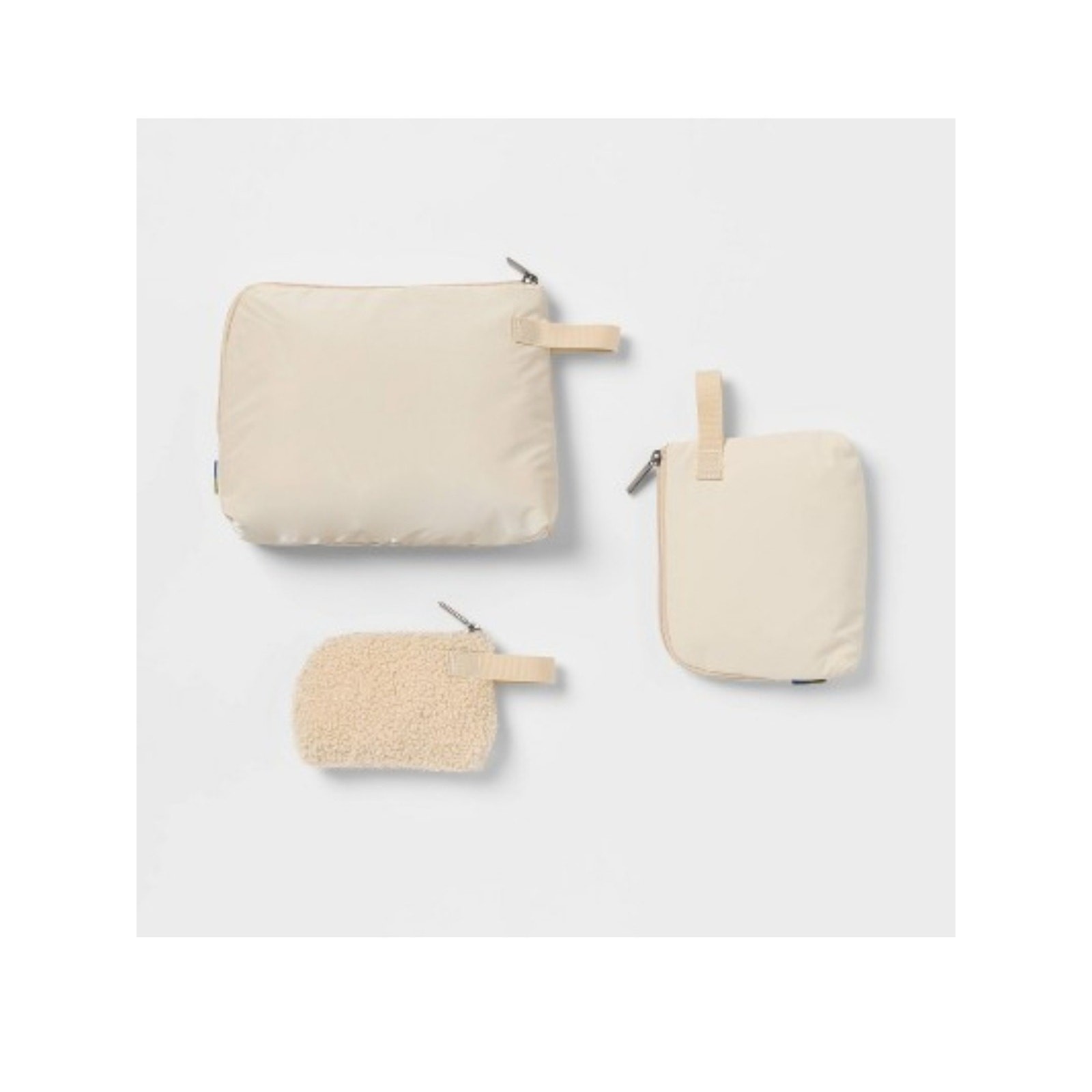 Neutral Cream Travel Pouch Set – 3 Piece