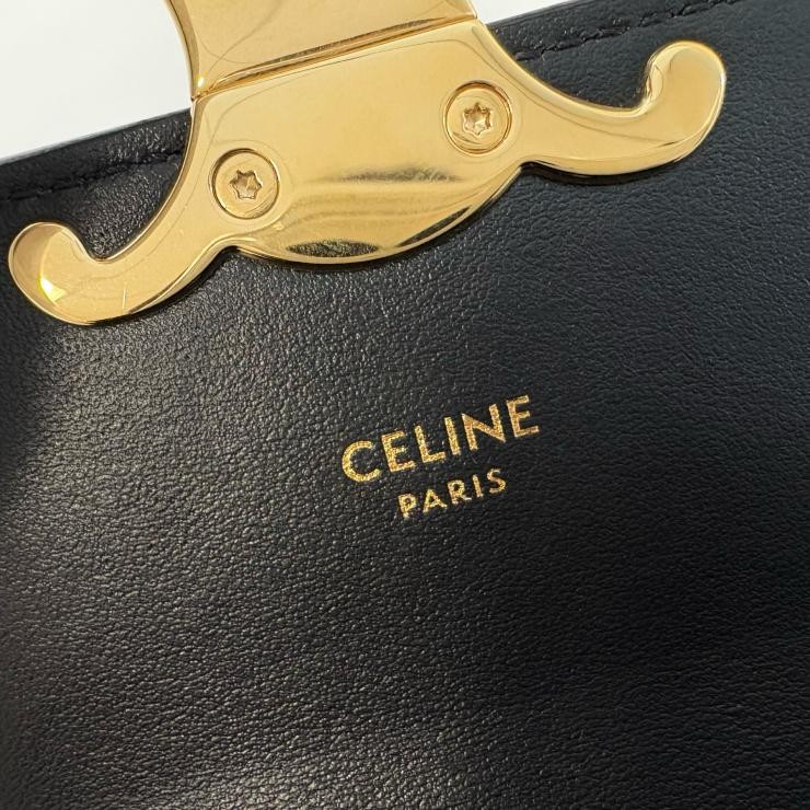 AUTHENTIC CELINE Triomphe Calfskin 10I513DPV mini claude Shoulder Bag black