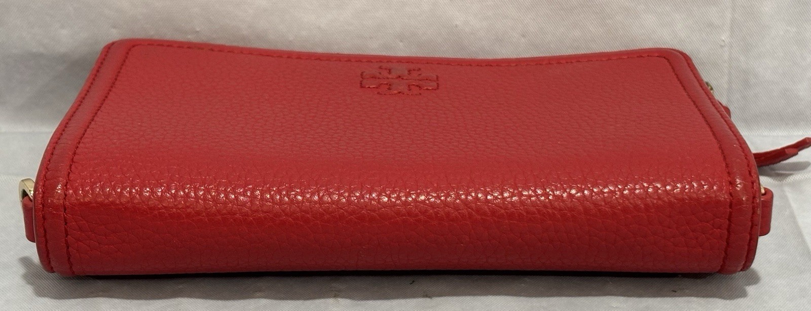 Tory Burch Thea Flat Wallet Crossbody Clutch Missing Strap Purse Deep Red